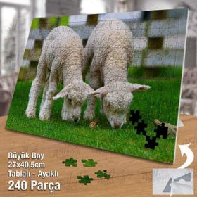 Asil Hobi Çimen-Kuzu-Doğa-Hayvan Yapboz-Ayak Destekli Çerçeveli 240 Parça Puzzle
