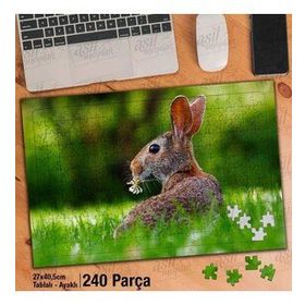 Asil Hobi Çimenlerin Üzerinde Yabani Tavşan-Doğa Yapboz-Ayak Destekli Çerçeveli 240 Parça Puzzle