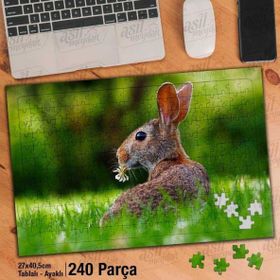 Asil Hobi Çimenlerin Üzerinde Yabani Tavşan-Doğa Yapboz-Ayak Destekli Çerçeveli 240 Parça Puzzle