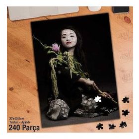 Asil Hobi Çinli Kız-Gösteri-Çiçek Yapboz-Ayak Destekli Çerçeveli 240 Parça Puzzle
