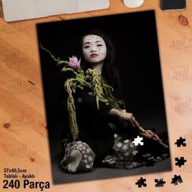 Asil Hobi Çinli Kız-Gösteri-Çiçek Yapboz-Ayak Destekli Çerçeveli 240 Parça Puzzle