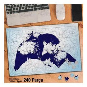 Asil Hobi Çizim-Kadın-Melek Kanatları Yapboz-Ayak Destekli Çerçeveli 240 Parça Puzzle