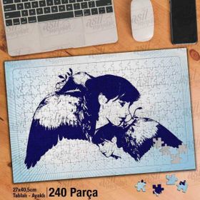 Asil Hobi Çizim-Kadın-Melek Kanatları Yapboz-Ayak Destekli Çerçeveli 240 Parça Puzzle