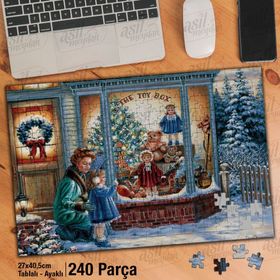 Asil Hobi Çocuklar-Kış-Oyuncak Dükkanı Yapboz-Ayak Destekli Çerçeveli 240 Parça Puzzle