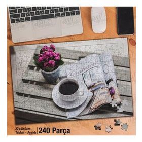 Asil Hobi Coffee-Kahve Fincanı-Dergi-Gazete Yapboz-Ayak Destekli Çerçeveli 240 Parça Puzzle