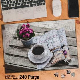 Asil Hobi Coffee-Kahve Fincanı-Dergi-Gazete Yapboz-Ayak Destekli Çerçeveli 240 Parça Puzzle