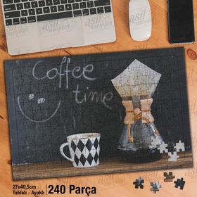 Asil Hobi Coffee Time-Kahve-İçecek-Kupa Yapboz-Ayak Destekli Çerçeveli 240 Parça Puzzle