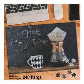Asil Hobi Coffee Time-Kahve-İçecek-Kupa Yapboz-Ayak Destekli Çerçeveli 240 Parça Puzzle