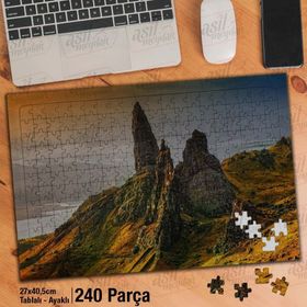 Asil Hobi Dağ-Gökyüzü-Ova-Manzara-Doğa Yapboz-Ayak Destekli Çerçeveli 240 Parça Puzzle