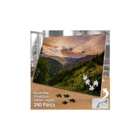 Asil Hobi Dağ-Ova-Ağaçlar-Manzara-Tabiat Yapboz-Ayak Destekli Çerçeveli 240 Parça Puzzle