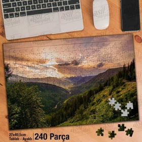 Asil Hobi Dağ-Ova-Ağaçlar-Manzara-Tabiat Yapboz-Ayak Destekli Çerçeveli 240 Parça Puzzle