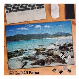Asil Hobi Dağlar-Deniz-Taşlar-Yosun-Doğa-Manzara Yapboz-Ayak Destekli Çerçeveli 240 Parça Puzzle