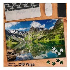 Asil Hobi Dağlar-Kar-Göl-Yansıma-Manzara Yapboz-Ayak Destekli Çerçeveli 240 Parça Puzzle