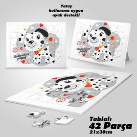 Asil Hobi Dalmatçyalı-Sevimli Köpek Yapboz-Ayak Destekli Çerçeveli 42 Parça Puzzle
