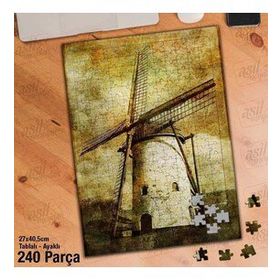 Asil Hobi Değirmen-Retro-Mimari Yapboz-Ayak Destekli Çerçeveli 240 Parça Puzzle