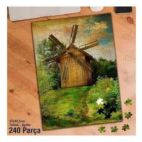 Asil Hobi Değirmen-Yeşil Ağaç Ve Çimenler-Doğa Yapboz-Ayak Destekli Çerçeveli 240 Parça Puzzle