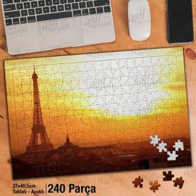Asil Hobi Demir Kule-Eyfel Kulesi-Gün Batımı Yapboz-Ayak Destekli Çerçeveli 240 Parça Puzzle