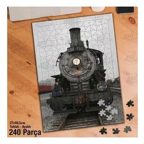 Asil Hobi Demiryolu-Lokomotif-Tren Yapboz-Ayak Destekli Çerçeveli 240 Parça Puzzle