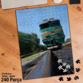 Asil Hobi Demiryolu-Tren-Ulaşım Yapboz-Ayak Destekli Çerçeveli 240 Parça Puzzle