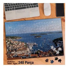 Asil Hobi Deniz-Ada-Mimari Yapı-Evler-Liman Yapboz-Ayak Destekli Çerçeveli 240 Parça Puzzle