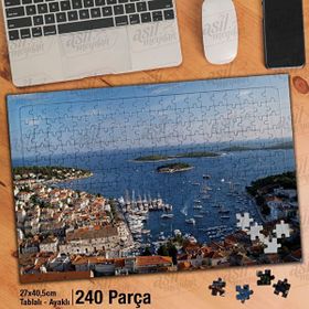 Asil Hobi Deniz-Ada-Mimari Yapı-Evler-Liman Yapboz-Ayak Destekli Çerçeveli 240 Parça Puzzle