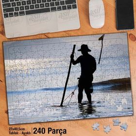 Asil Hobi Deniz-Adam Silüeti-Doğa-Manzara Yapboz-Ayak Destekli Çerçeveli 240 Parça Puzzle