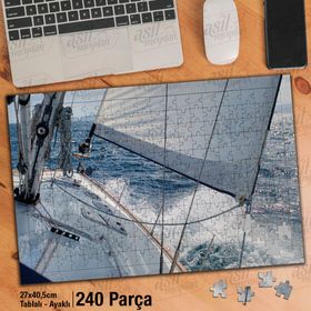 Asil Hobi Deniz-Dalgalar-Yelken-Tekne Yapboz-Ayak Destekli Çerçeveli 240 Parça Puzzle