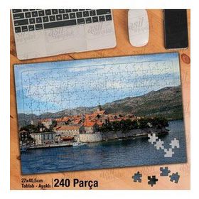 Asil Hobi Deniz-Evler-Dağlar-Manzara-Şehir Yapboz-Ayak Destekli Çerçeveli 240 Parça Puzzle