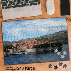 Asil Hobi Deniz-Evler-Dağlar-Manzara-Şehir Yapboz-Ayak Destekli Çerçeveli 240 Parça Puzzle