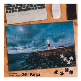 Asil Hobi Deniz Feneri-Sahil-Peyzaj-Deniz Yapboz-Ayak Destekli Çerçeveli 240 Parça Puzzle