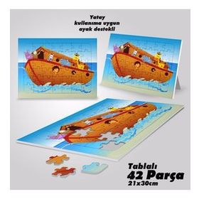 Asil Hobi Deniz-Gemi-Sevimli Hayvanlar-Çocuklar İçin Eğitici Yapboz-Ayak Destekli 42 Parça Puzzle