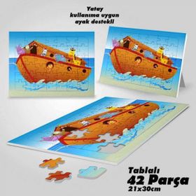Asil Hobi Deniz-Gemi-Sevimli Hayvanlar-Çocuklar İçin Eğitici Yapboz-Ayak Destekli 42 Parça Puzzle