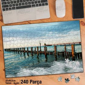 Asil Hobi Deniz-İskele-Dalga-Doğa-Manzara Yapboz-Ayak Destekli Çerçeveli 240 Parça Puzzle