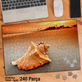 Asil Hobi Deniz Kabuğu-Sahil-Kumsal-Manzara Yapboz-Ayak Destekli Çerçeveli 240 Parça Puzzle