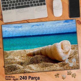 Asil Hobi Deniz Kabuğu-Sahil-Kumsal-Manzara Yapboz-Ayak Destekli Çerçeveli 240 Parça Puzzle