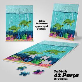 Asil Hobi Deniz Kaplumbağası-Hayvan-Çocuklar İçin Eğitici Yapboz-Ayak Destekli 42 Parça Puzzle