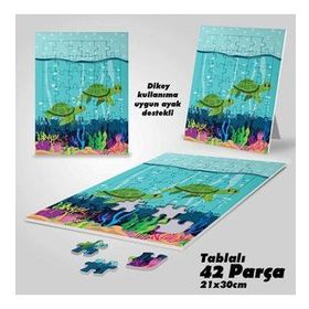 Asil Hobi Deniz Kaplumbağası-Hayvan-Çocuklar İçin Eğitici Yapboz-Ayak Destekli 42 Parça Puzzle