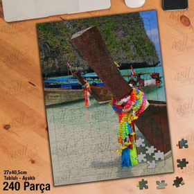 Asil Hobi Deniz-Kaya-Kayık-Manzara-Doğa Yapboz-Ayak Destekli Çerçeveli 240 Parça Puzzle