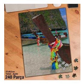 Asil Hobi Deniz-Kaya-Kayık-Manzara-Doğa Yapboz-Ayak Destekli Çerçeveli 240 Parça Puzzle