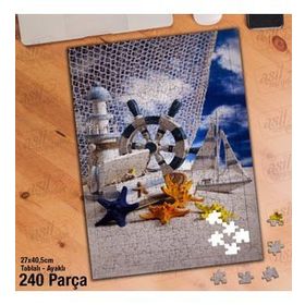 Asil Hobi Deniz-Kum-Deniz Yıldızı-Fener-Gemi Yapboz-Ayak Destekli Çerçeveli 240 Parça Puzzle