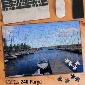 Asil Hobi Deniz-Liman-Sandal-Yat-Doğa-Manzara Yapboz-Ayak Destekli Çerçeveli 240 Parça Puzzle