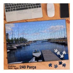 Asil Hobi Deniz-Liman-Sandal-Yat-Doğa-Manzara Yapboz-Ayak Destekli Çerçeveli 240 Parça Puzzle