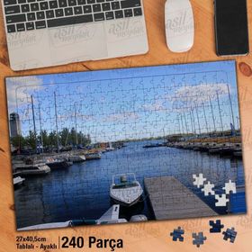 Asil Hobi Deniz-Liman-Sandal-Yat-Doğa-Manzara Yapboz-Ayak Destekli Çerçeveli 240 Parça Puzzle