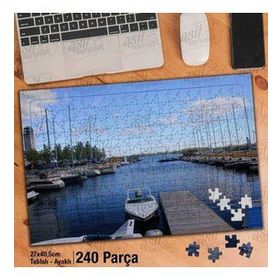 Asil Hobi Deniz-Liman-Sandal-Yat-Doğa-Manzara Yapboz-Ayak Destekli Çerçeveli 240 Parça Puzzle