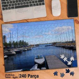 Asil Hobi Deniz-Liman-Sandal-Yat-Doğa-Manzara Yapboz-Ayak Destekli Çerçeveli 240 Parça Puzzle