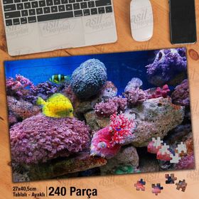 Asil Hobi Deniz-Okyanus-Renkli Balıklar-Doğa Yapboz-Ayak Destekli Çerçeveli 240 Parça Puzzle
