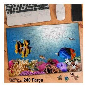 Asil Hobi Deniz-Okyanus-Renkli Balıklar-Tabiat Yapboz-Ayak Destekli Çerçeveli 240 Parça Puzzle