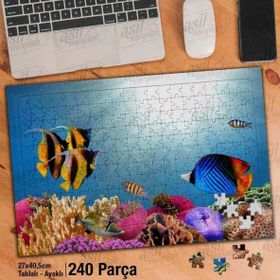 Asil Hobi Deniz-Okyanus-Renkli Balıklar-Tabiat Yapboz-Ayak Destekli Çerçeveli 240 Parça Puzzle