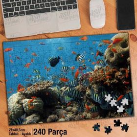 Asil Hobi Deniz-Rengarenk Balıklar-Okyanus Yapboz-Ayak Destekli Çerçeveli 240 Parça Puzzle