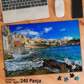 Asil Hobi Deniz-Sahil-Evler-Manzara-Doğa Yapboz-Ayak Destekli Çerçeveli 240 Parça Puzzle